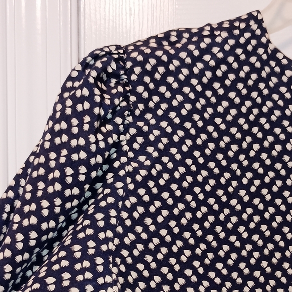 Leslie Fay Vintage Blue White Print Pleated dress size 14 - Picture 9 of 11